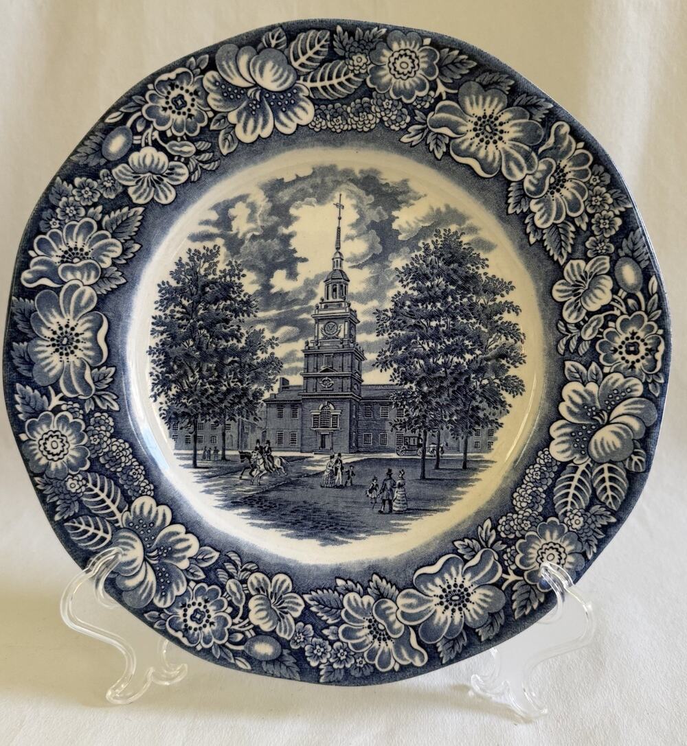 Staffordshire Liberty Blue Independence Hall Ironstone Plate England